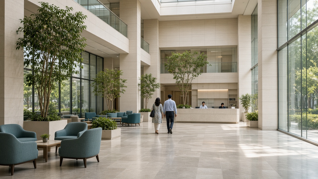 Daylight in the main atrium at Meridian Care Hospital, Chandigarh.